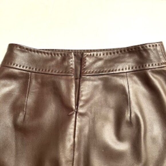 Elie Tahari 100% leather skirt brown color very soft leather, Size 2 - Picture 4 of 7